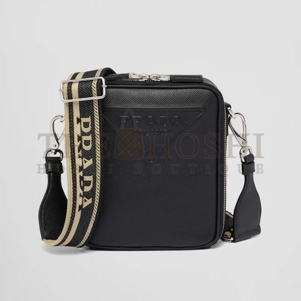 Pra*a Women Saffiano Leather Shoulder Bag-Black Master Quality