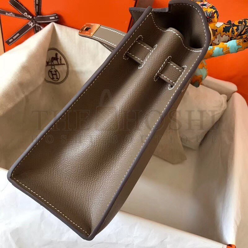 H**me5 Taupe Epsom Kelly 28cm Handmade Bag Master Quality