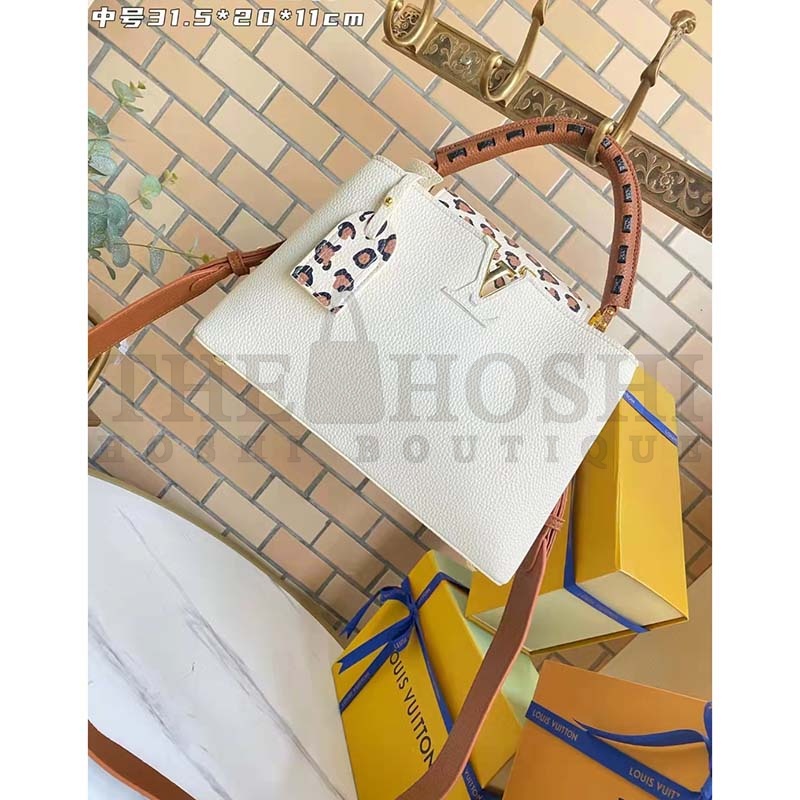 L0vis Vvtt0n LV Women Capucines MM Handbag Cream Taurillon Leather Master Quality