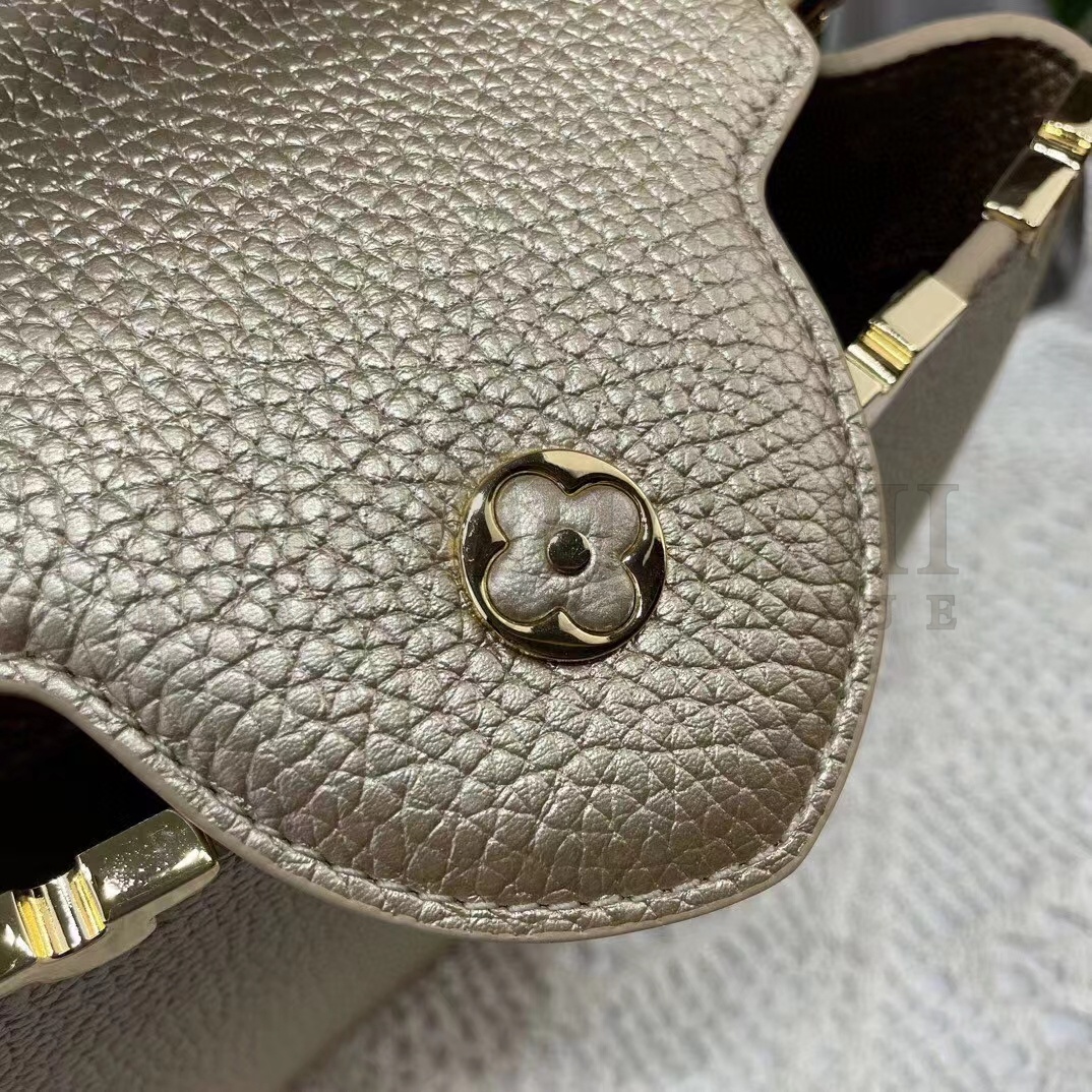 L0vis Vvtt0n LV Women Capucines BB Hand Bag Etain Metallic Gray Taurillon Leather Master Quality