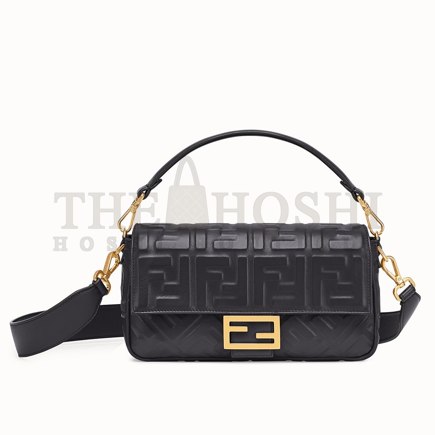F**di Medium Baguette Bag In Black FF Nappa Leather Master Quality