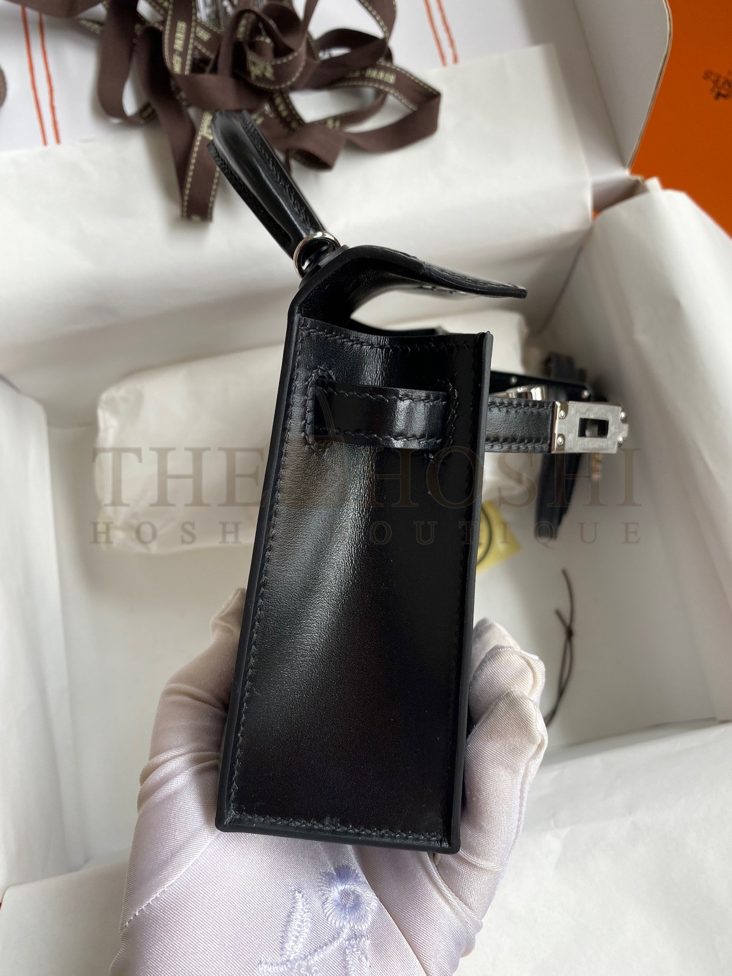 H**me5 Kelly Mini II Sellier Handmade Bag In Black Box Calfskin Master Quality