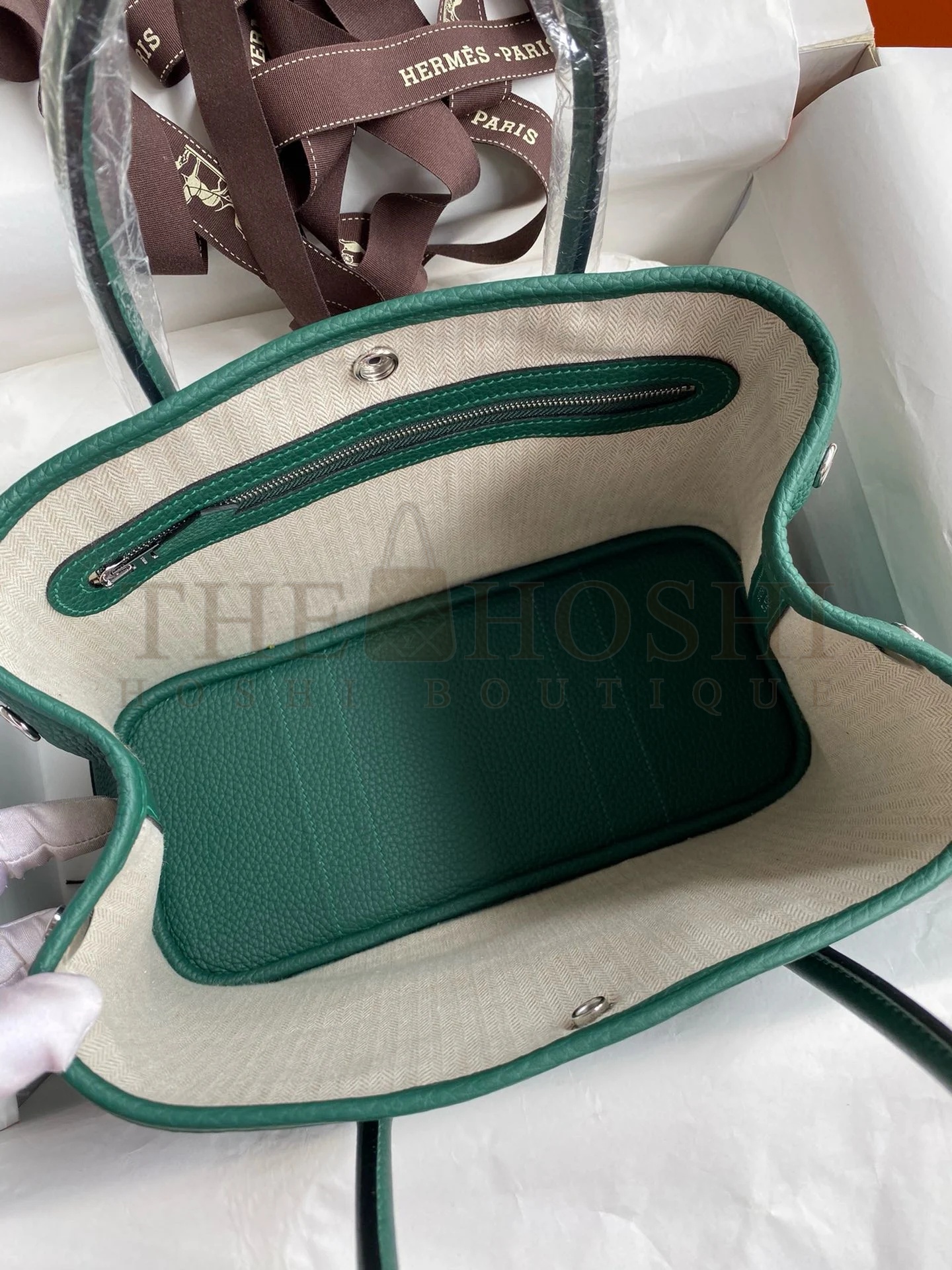 H**me5 Garden Party 30 Handmade Bag in Malachite Clemence Leather Master Quality