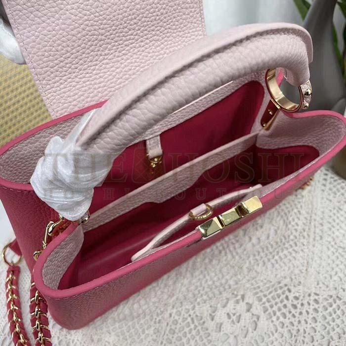 L0vis Vvtt0n LV Women Capucines BB Handbag Magenta Jasmine Pink Taurillon Cowhide Leather Master Quality