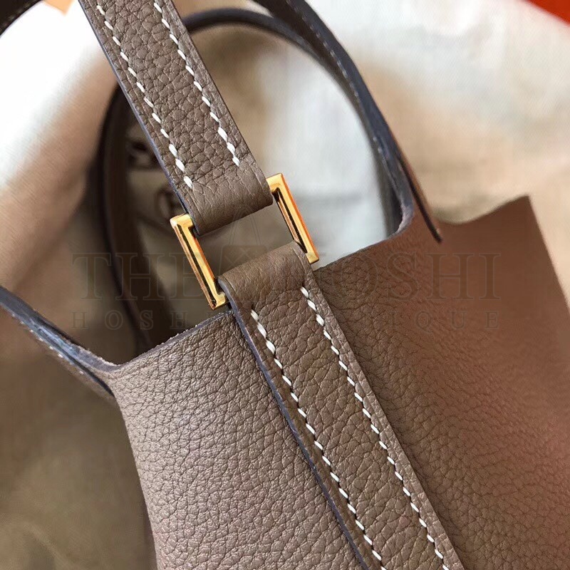 H**me5 Taupe Picotin Lock PM 18cm Handmade Bag Master Quality