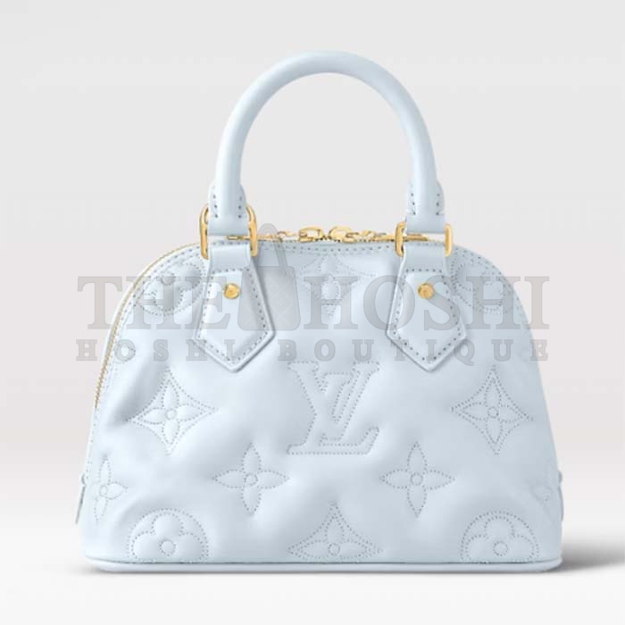 L0vis Vvtt0n LV Women Alma BB Handbag Blue Quilted Embroidered Smooth Calf Leather Master Quality