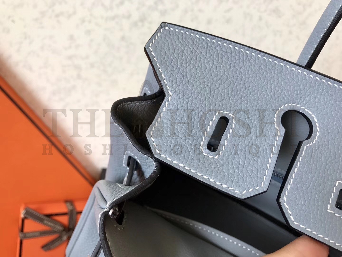 H**me5 Blue Lin Birkin 25cm Clemence Handmade Bag Master Quality