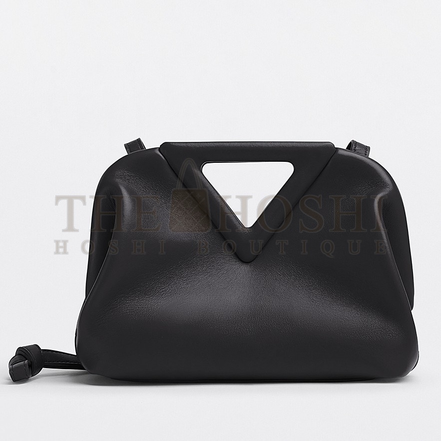 B0tt*ga Ven*ta Small Point Top Handle Bag In Black Leather Master Quality