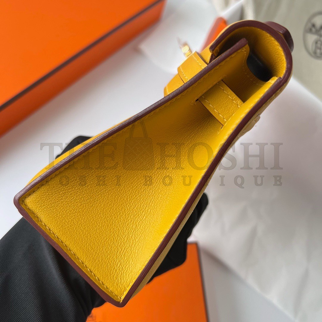 H**me5 Kelly Pochette Handmade Bag In Jaune Ambre Swift Calfskin Master Quality