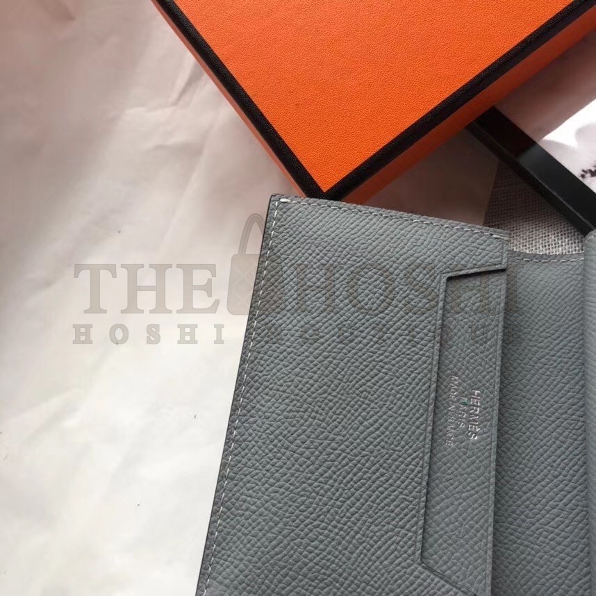 H**me5 Bearn Mini Wallet In Blue Lin Epsom Leather Master Quality