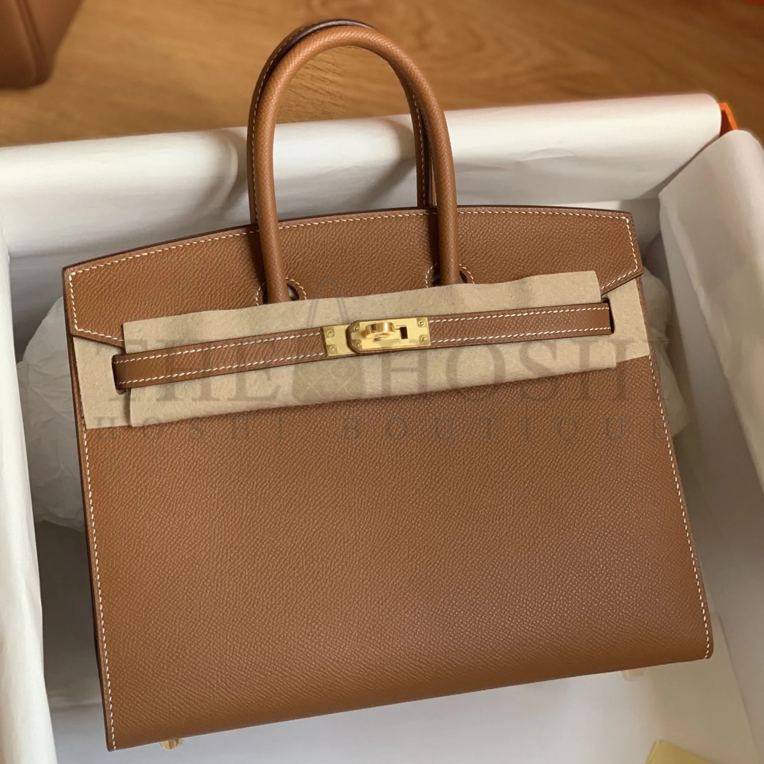 H**me5 Birkin 25 Sellier Handmade Bag In Gold Epsom Calfskin Master Quality