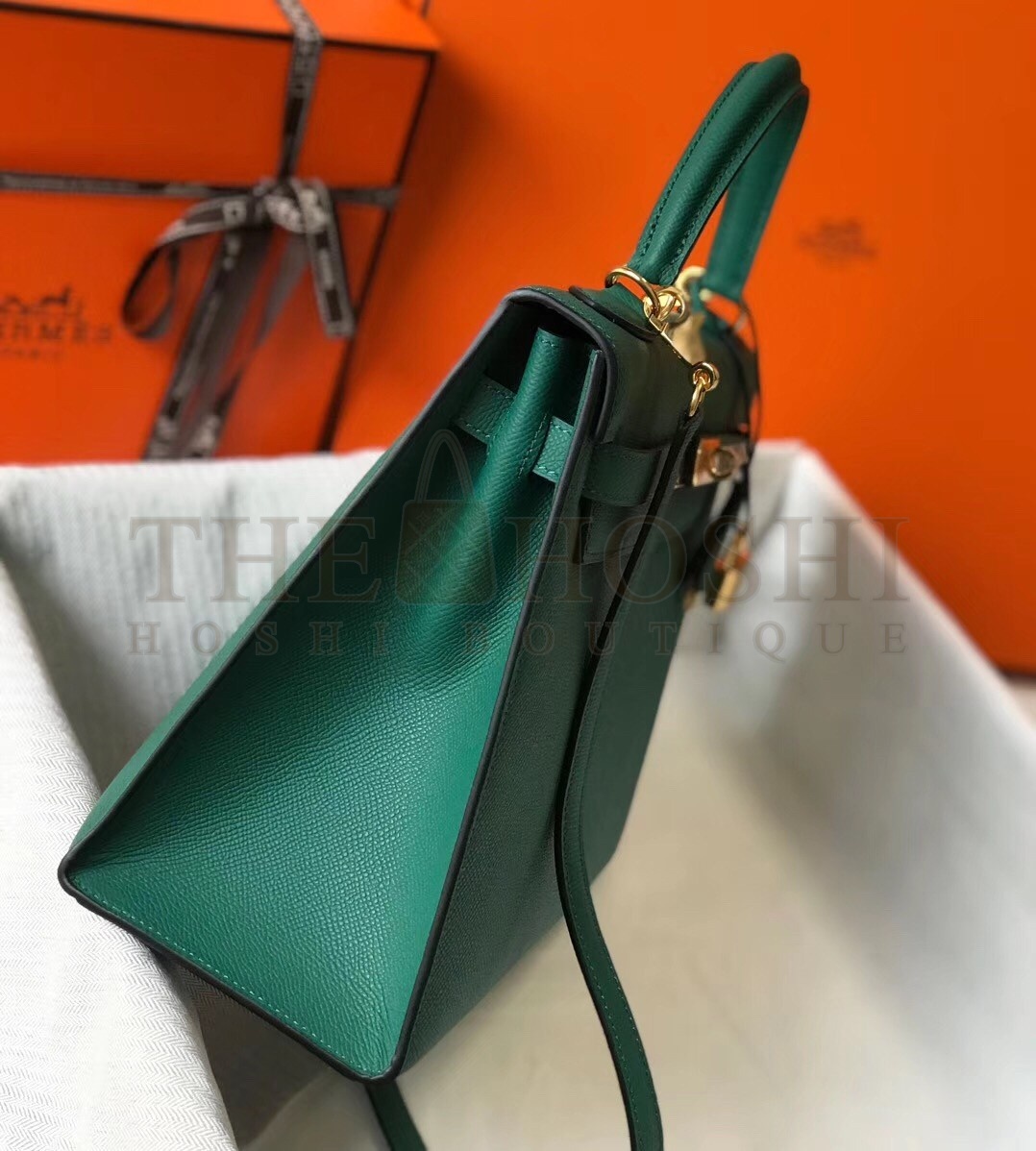 H**me5 Malachite Epsom Kelly 32cm Sellier Bag Master Quality