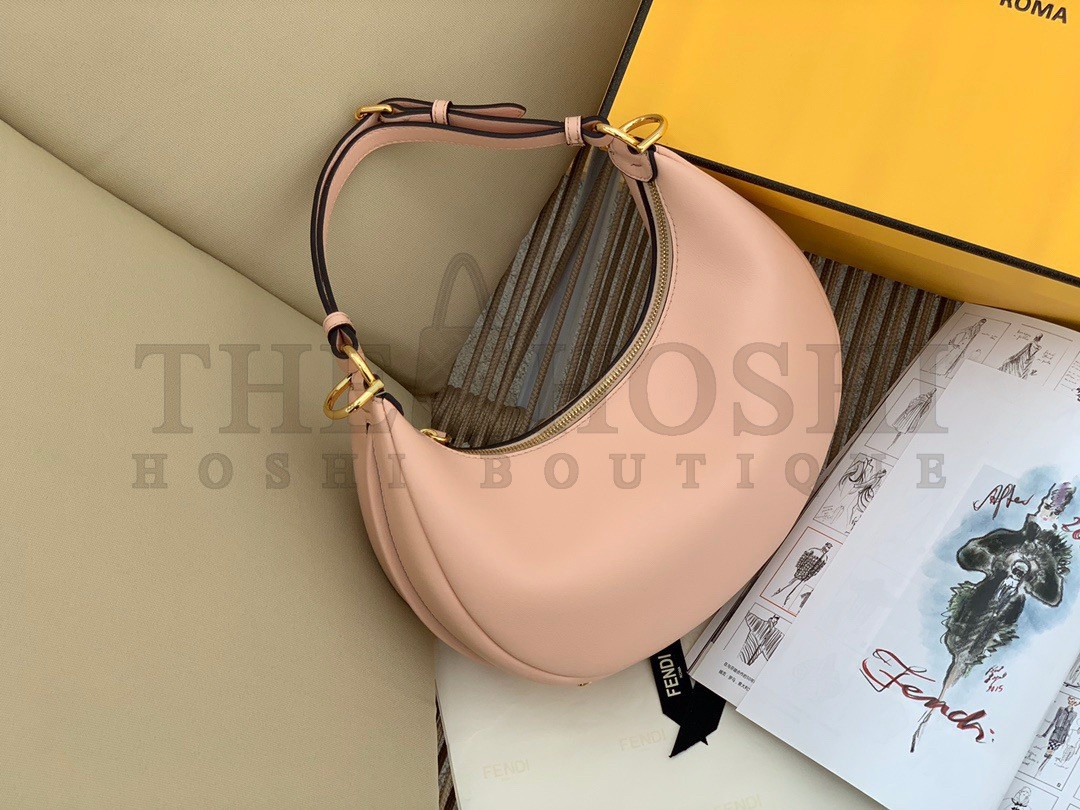 F**di F**digraphy Small Hobo Bag In Pink Leather Master Quality