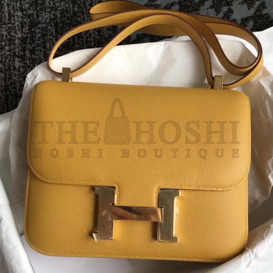 H**me5 Mini Constance 18cm Jaune Epsom Bag Master Quality