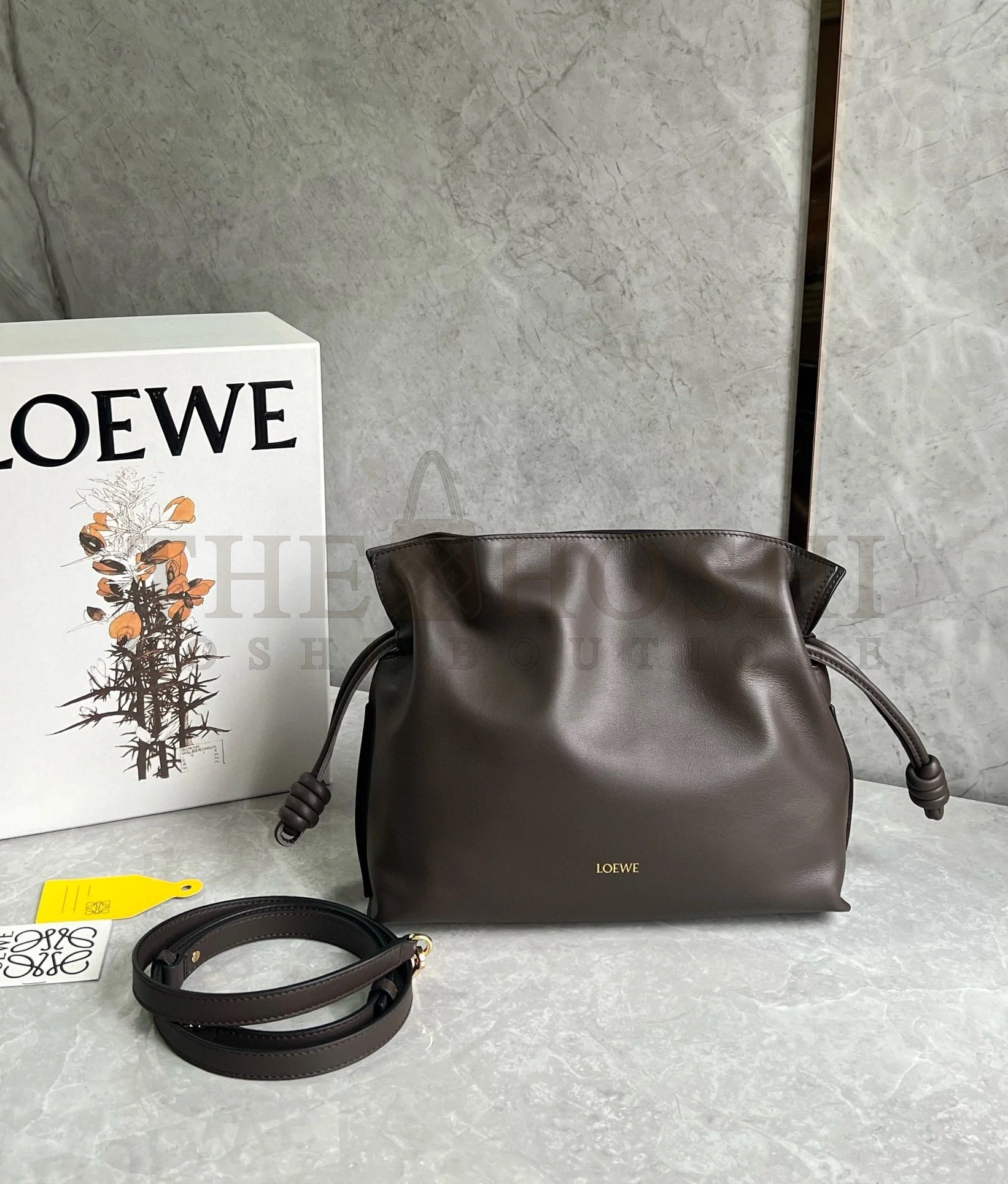 L0ew* Flamenco Clutch Bag in Chocolate Nappa Calfskin size：30cm Master Quality