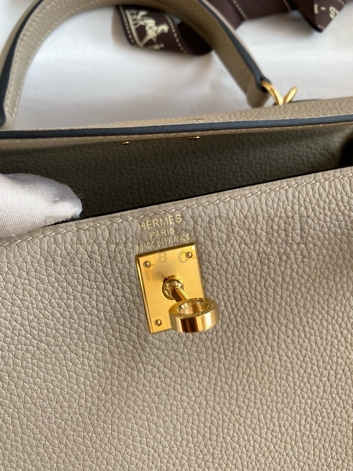 H**me5 Kelly Retourne 25 Handmade Bag In Gris Tourterelle Clemence Leather Master Quality