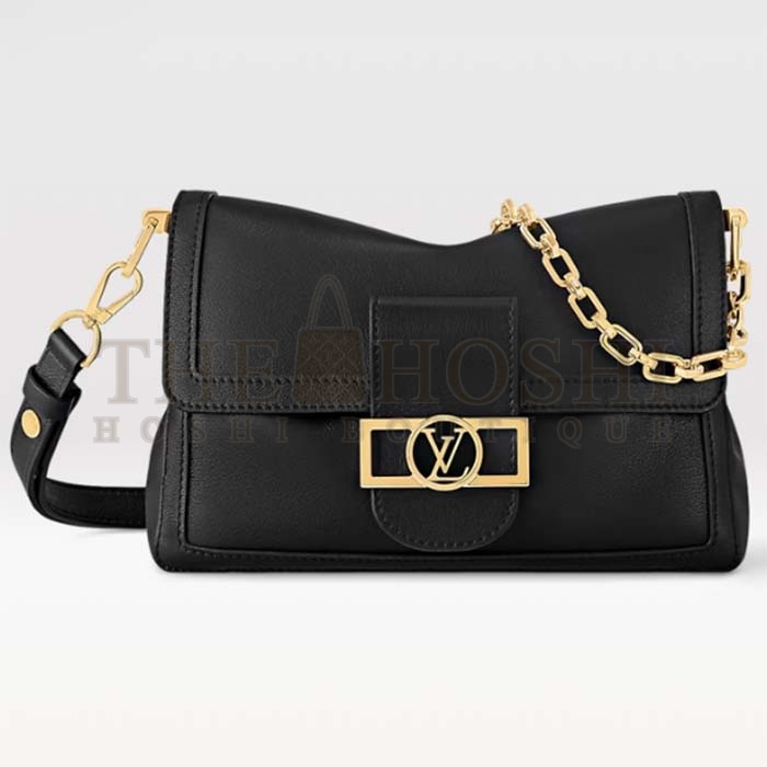 L0vis Vvtt0n LV Women Dauphine Soft MM Handbag Black Calfskin Leather M25209 Master Quality