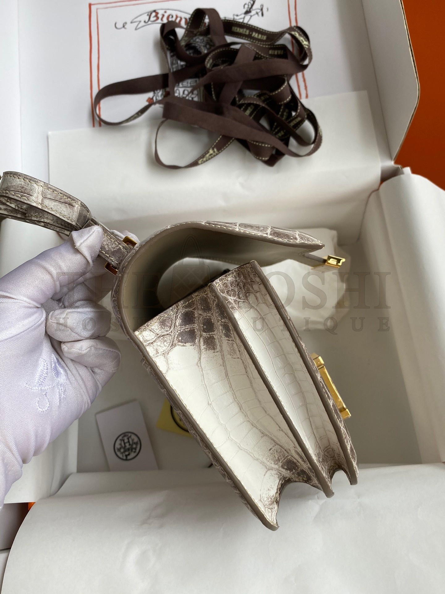 H**me5 Constance 18 Handmade Bag In Himalaya Crocodile Niloticus Skin Master Quality