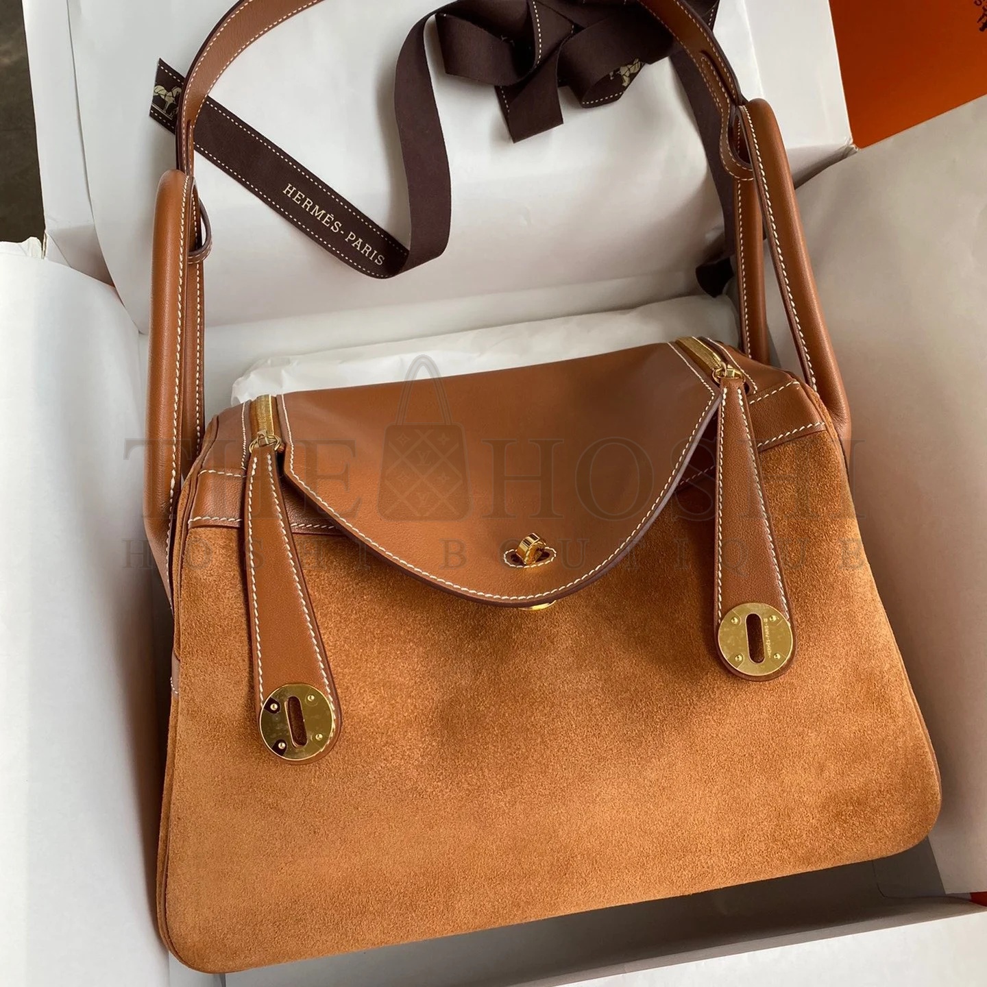 H**me5 Lindy 30 Handmade Bag In Gold Doblis Suede Calfskin Master Quality