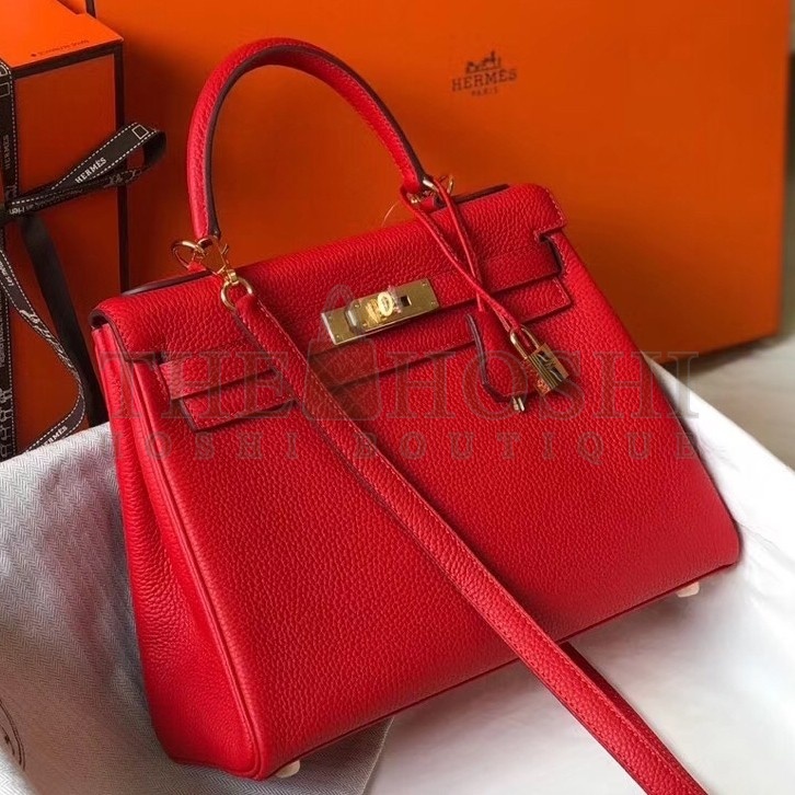 H**me5 Red Clemence Kelly 25cm GHW Bag Master Quality