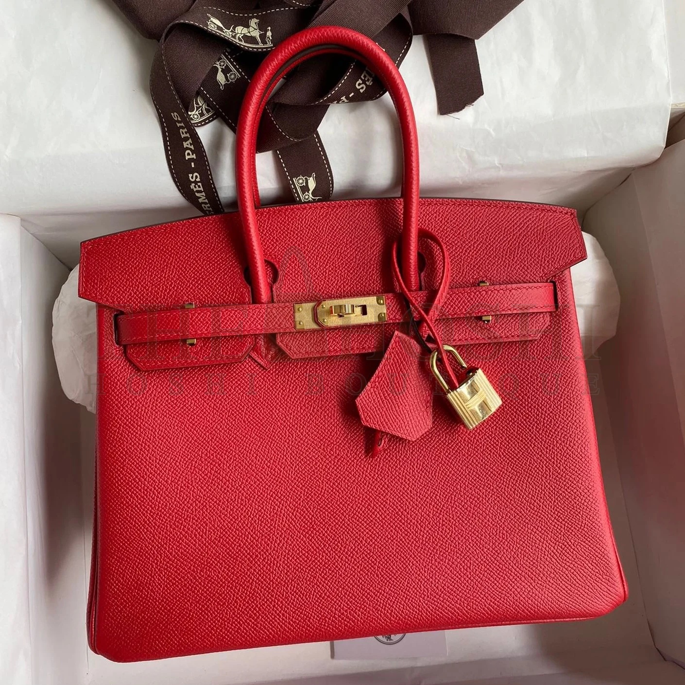 H**me5 Birkin 25 Retourne Handmade Bag In Red Epsom Calfskin Master Quality