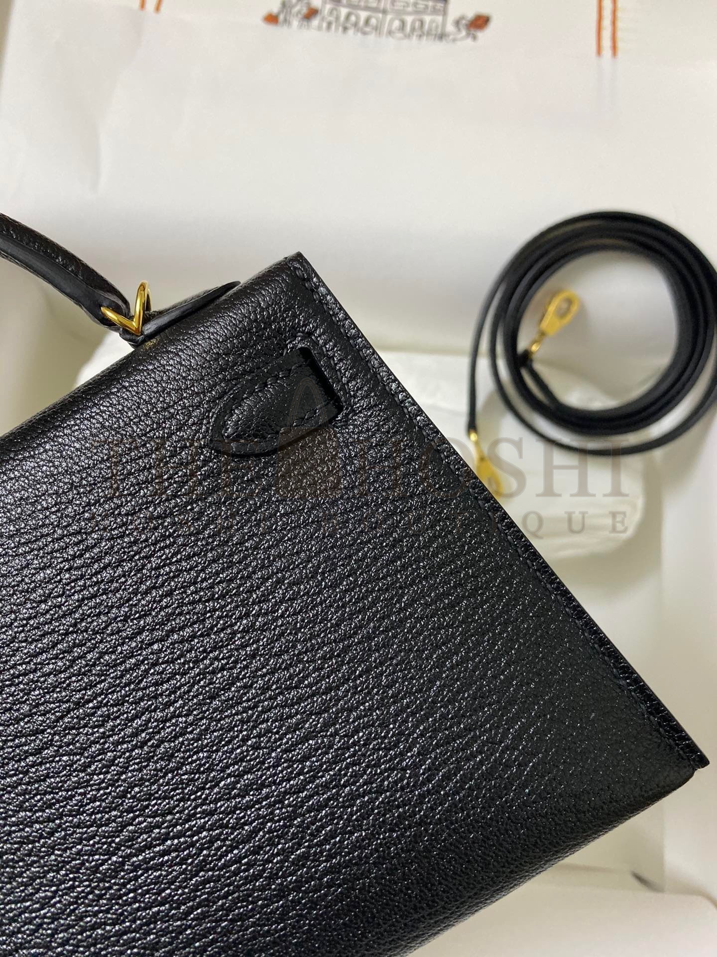 H**me5 Kelly Mini II Sellier Handmade Bag In Black Chevre Mysore Leather Master Quality