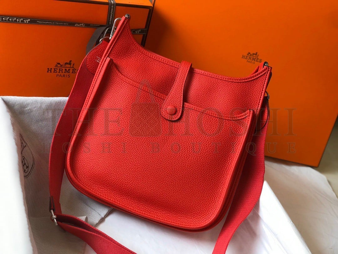 H**me5 Evelyne III 29 Bag In Red Clemence Leather Master Quality