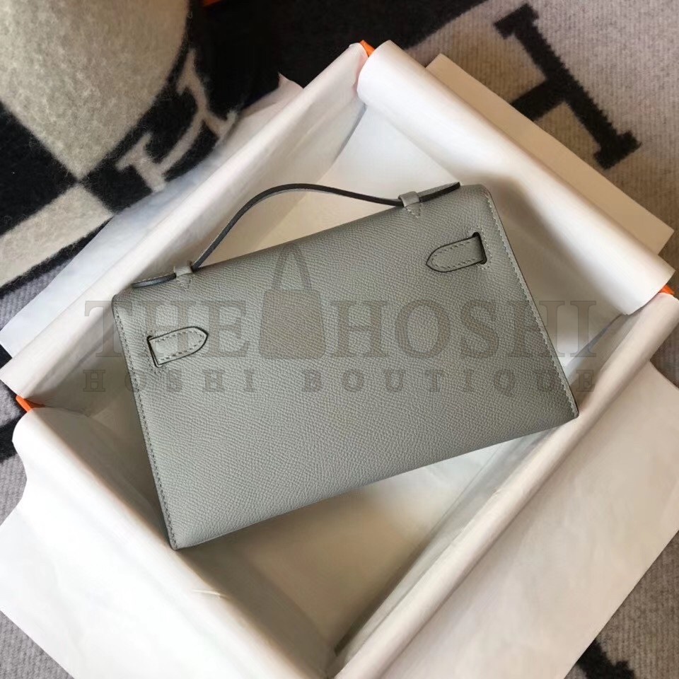 H**me5 Kelly Pochette Bag In Blue Glacier Epsom Leather Master Quality