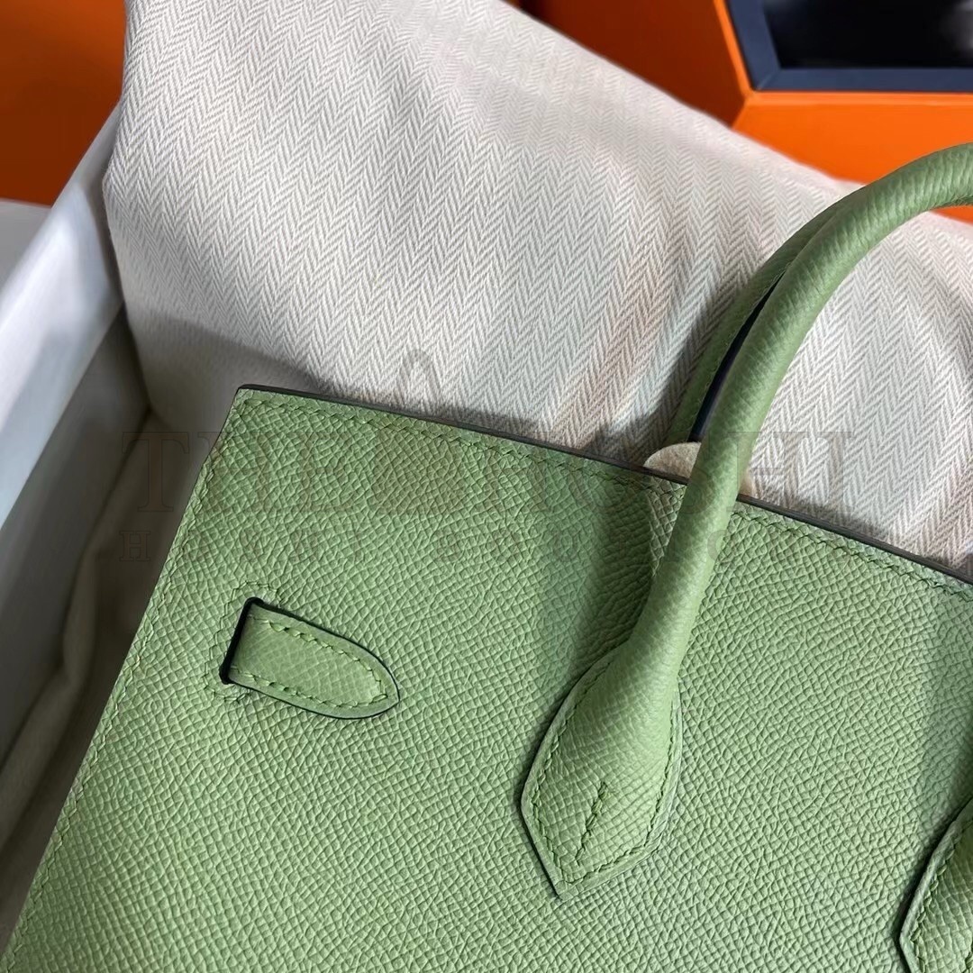 H**me5 Birkin 25 Sellier Handmade Bag In Vert Criquet Epsom Calfskin Master Quality