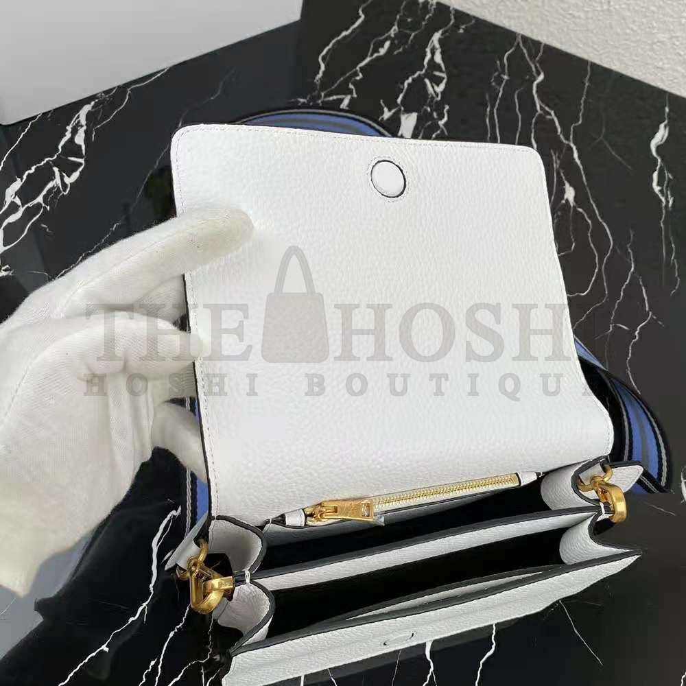 Pra*a Women Calf Leather Shoulder Bag-White Master Quality