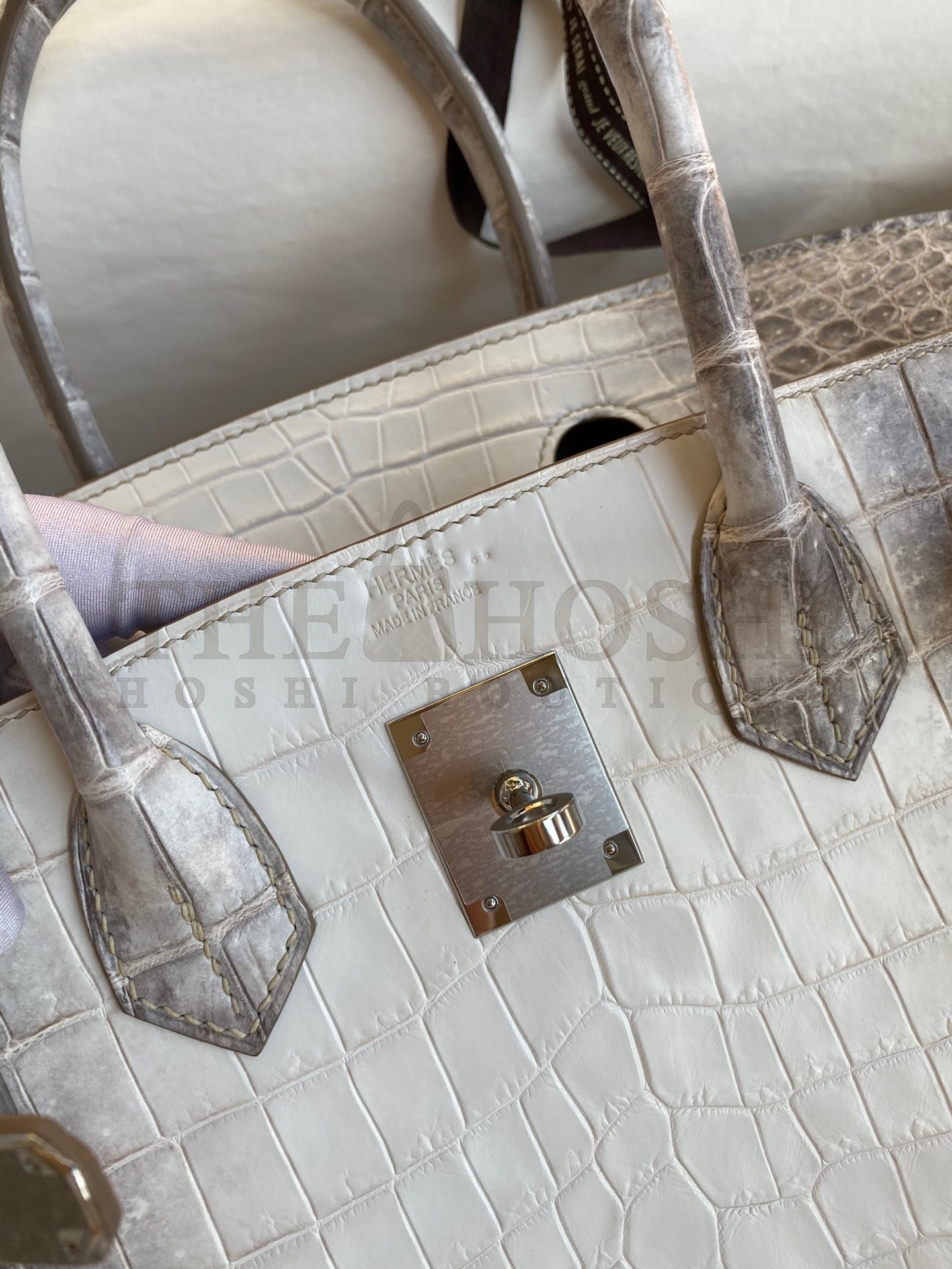 H**me5 Birkin 25 Retourne Bag In Himalaya Niloticus Crocodile Skin Master Quality