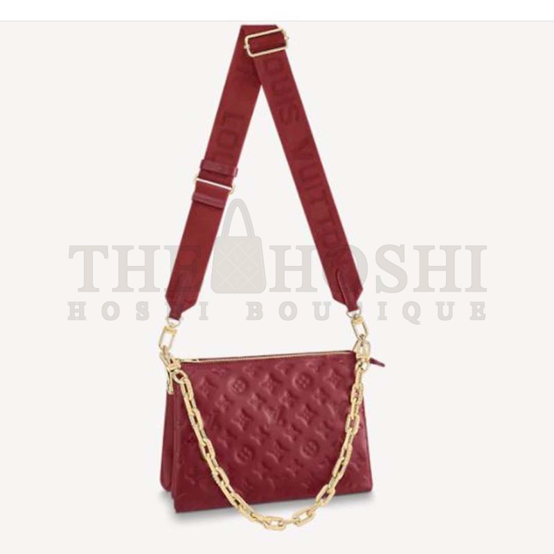 L0vis Vvtt0n LV Women Coussin PM Handbag Wine Monogram Embossed Puffy Lambskin Master Quality