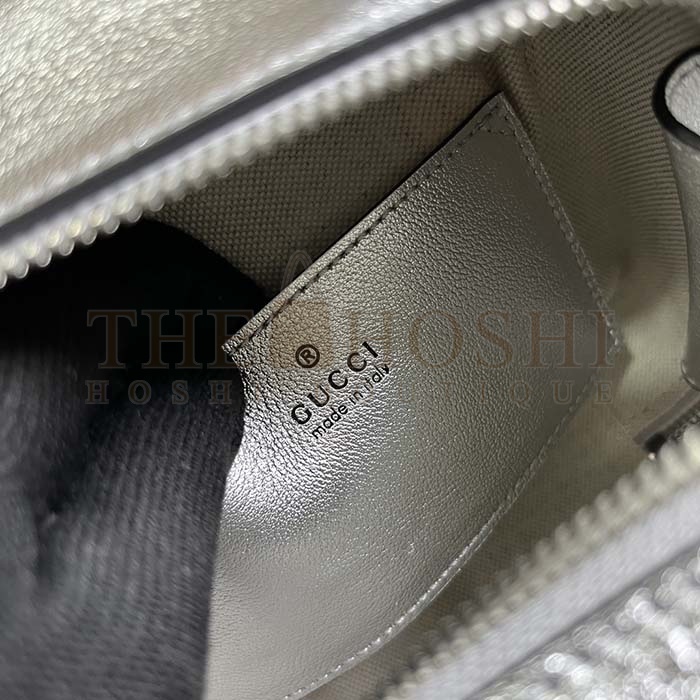 Gvc*1 Women GG Blondie Top Handle Bag Metallic Silver Leather Round Interlocking G Master Quality