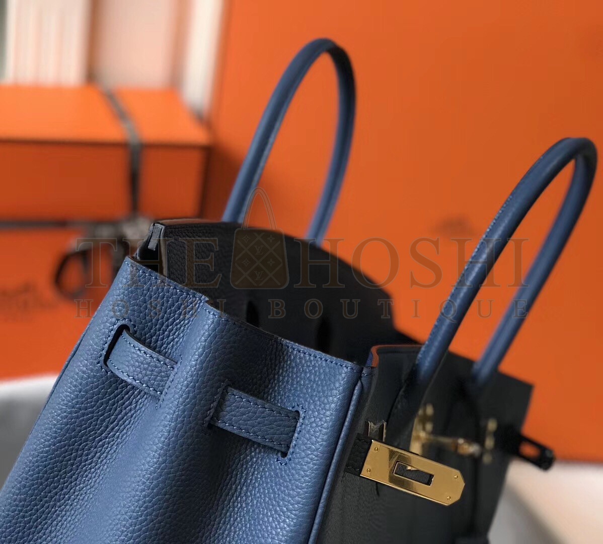 H**me5 Birkin 35 Bag in Blue Agate Clemence Leather with GHW Master Quality
