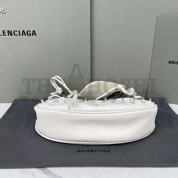 Ba1en*iaga Women BB Le Cagole XS Shoulder Bag White Arena Lambskin Master Quality