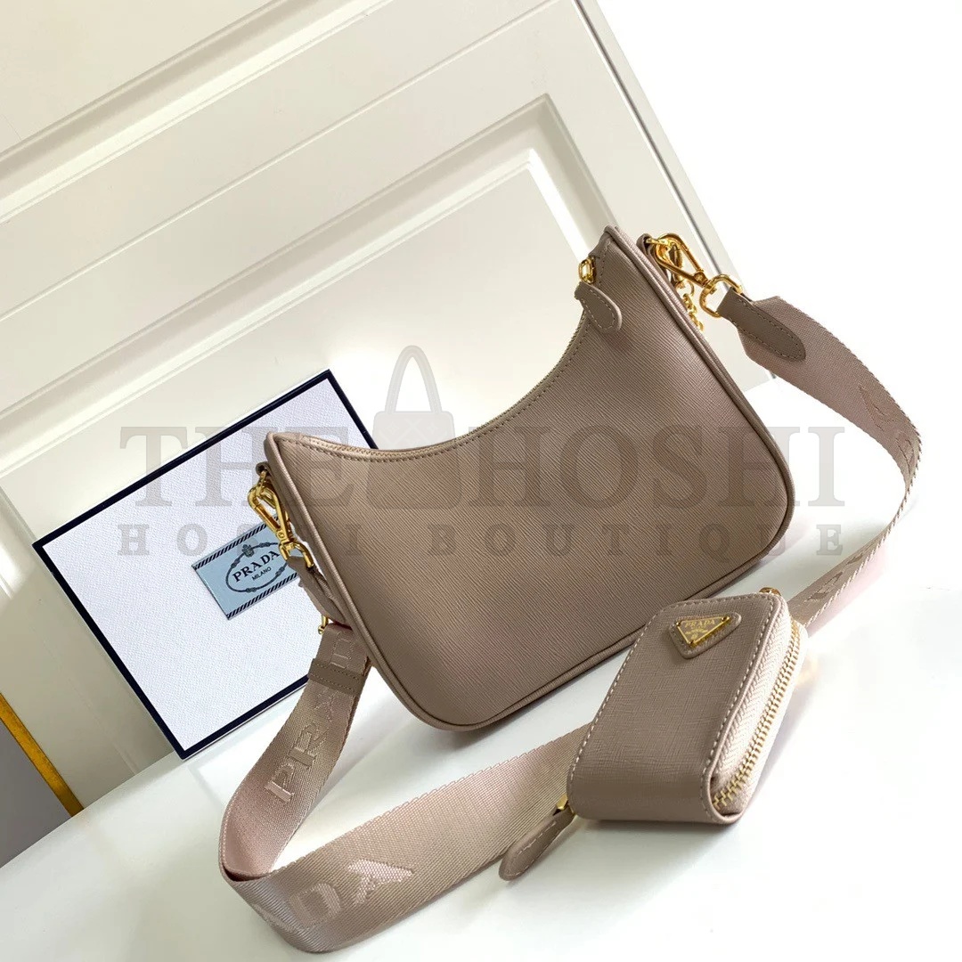 Pra*a Re-Edition 2005 Shoulder Bag In Taupe Saffiano Leather Master Quality