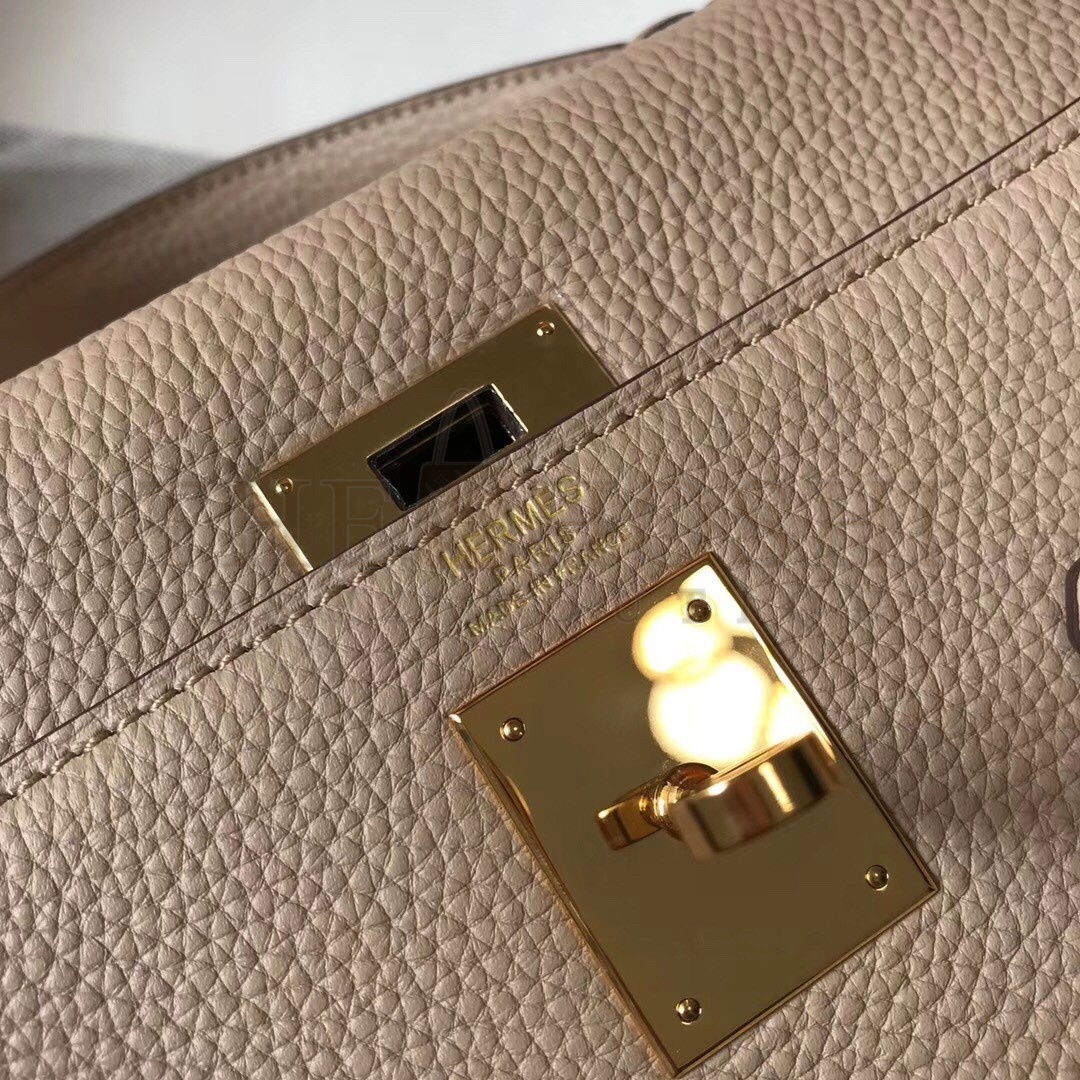 H**me5 Kelly 32cm Retourne Bag In Argile Clemence Leather Master Quality