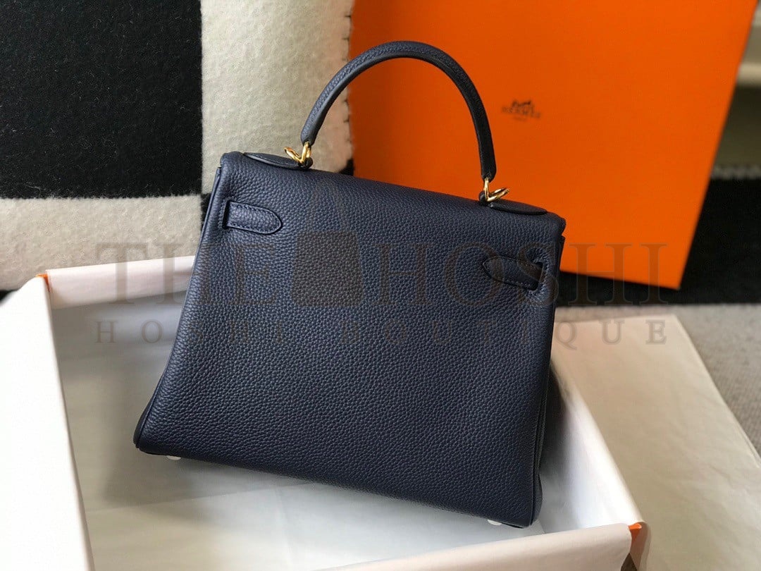 H**me5 Kelly 28cm Retourne Bag in Dark Blue Clemence Leather GHW Master Quality