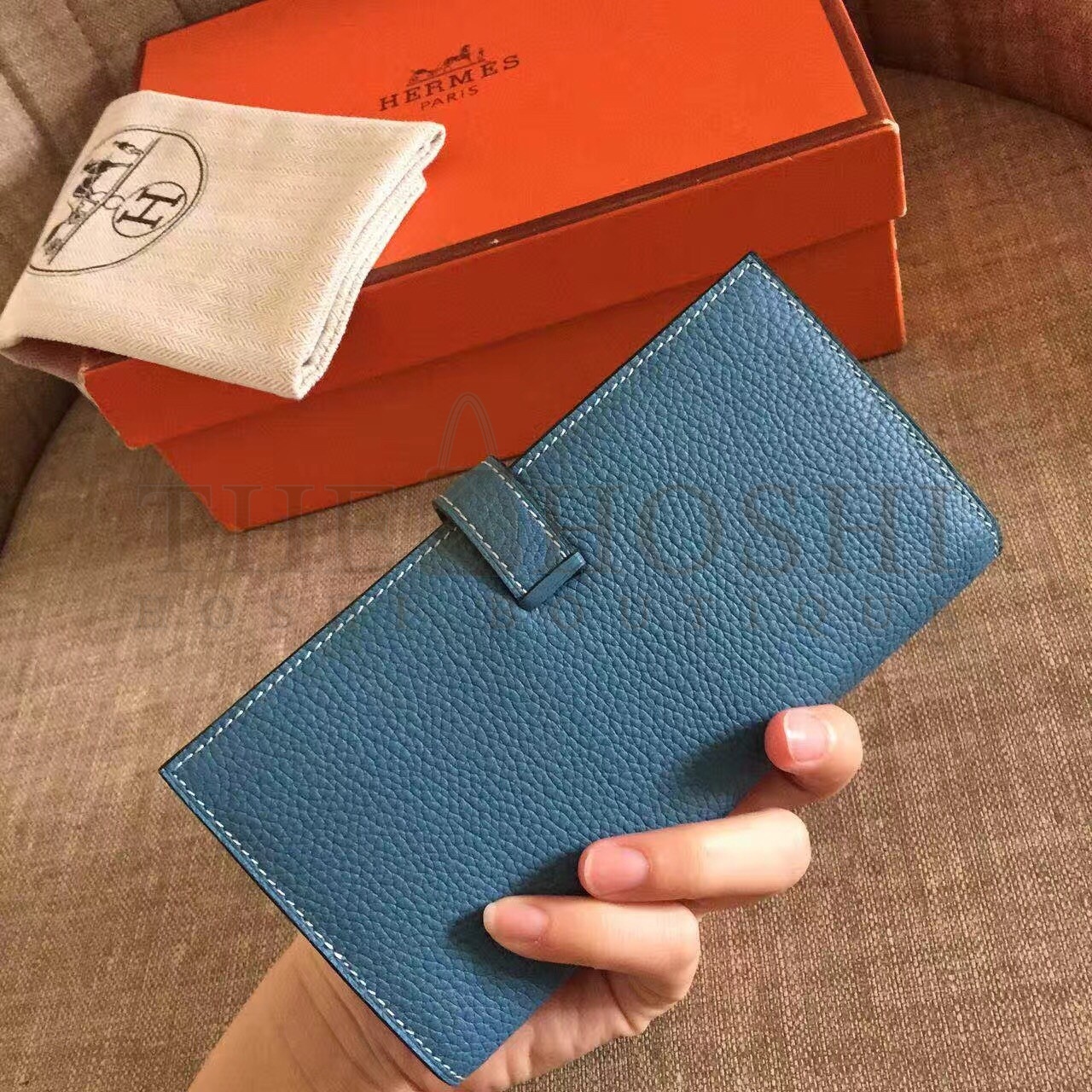 H**me5 Blue Jean Clemence Bearn Gusset Wallet Master Quality