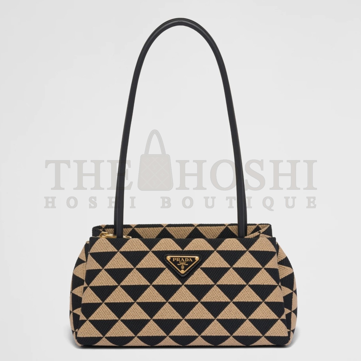 Pra*a S*pernova Small Shoulder Bag In Black/Beige Fabric Master Quality