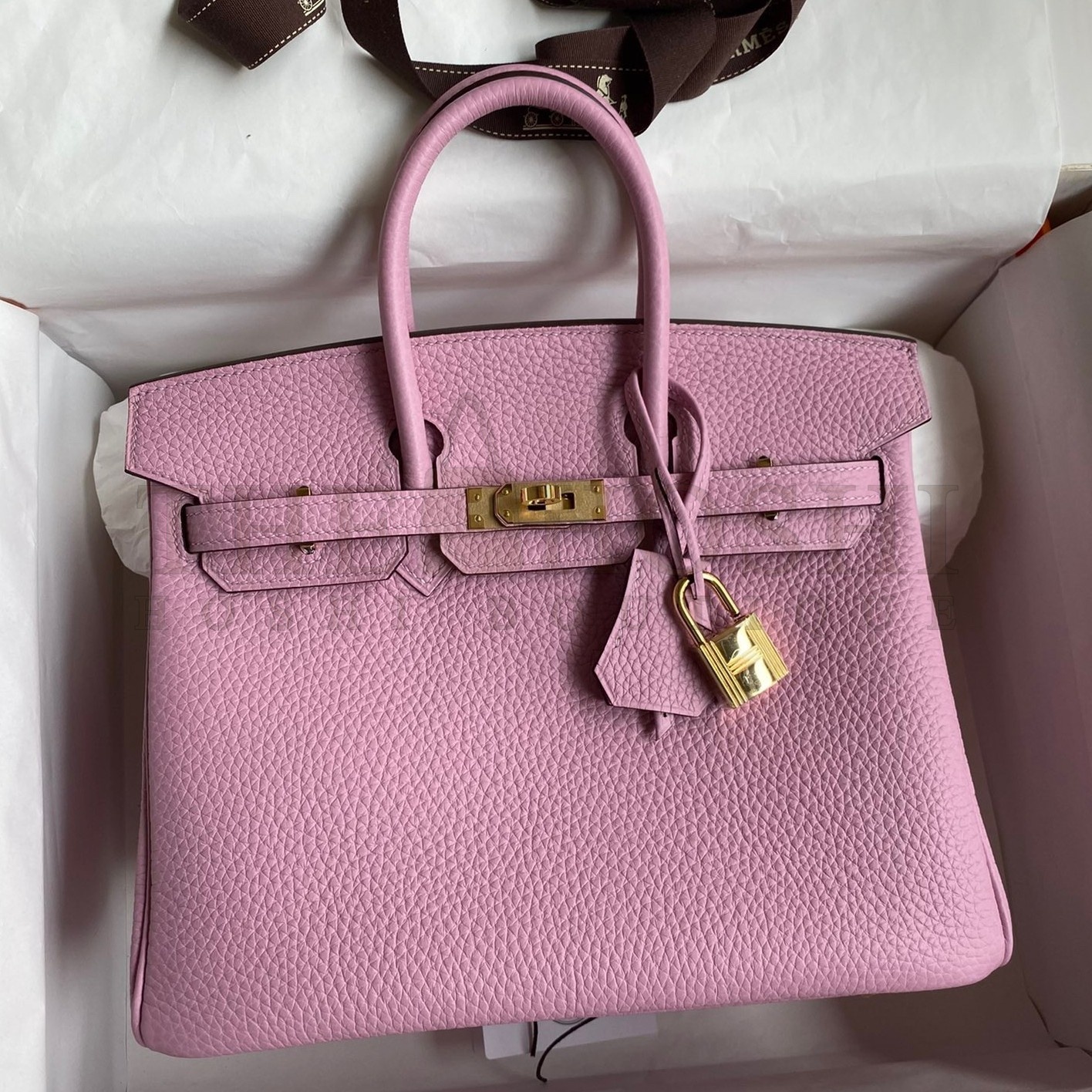 H**me5 Birkin 25 Retourne Handmade Bag In Mauve Sylvestre Clemence Leather Master Quality
