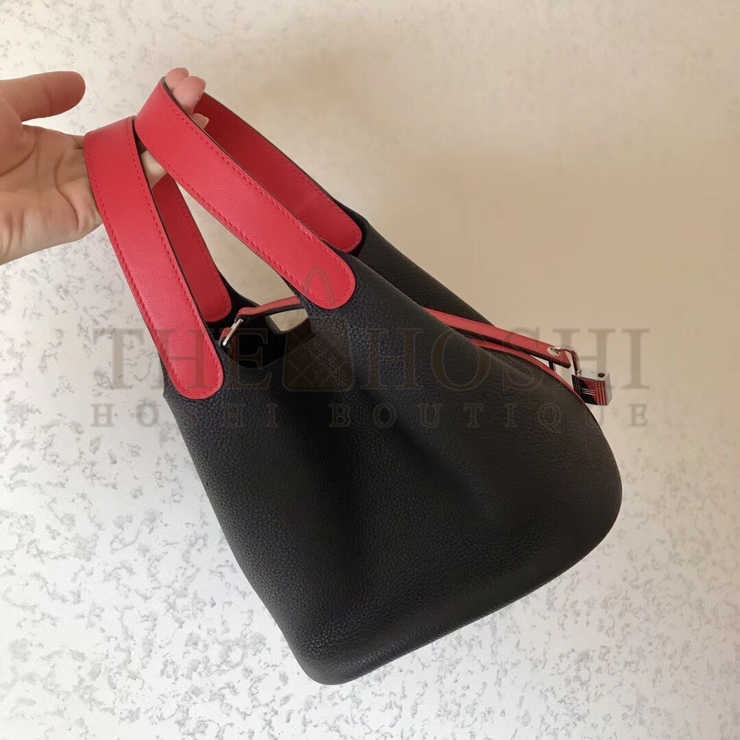 H**me5 Bicolor Picotin Lock PM 18cm Black Bag Master Quality