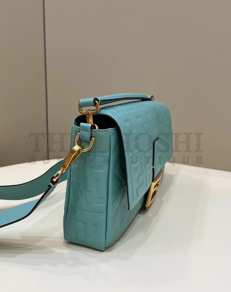 F**di Large Baguette Bag In Blue FF Nappa Leather Master Quality