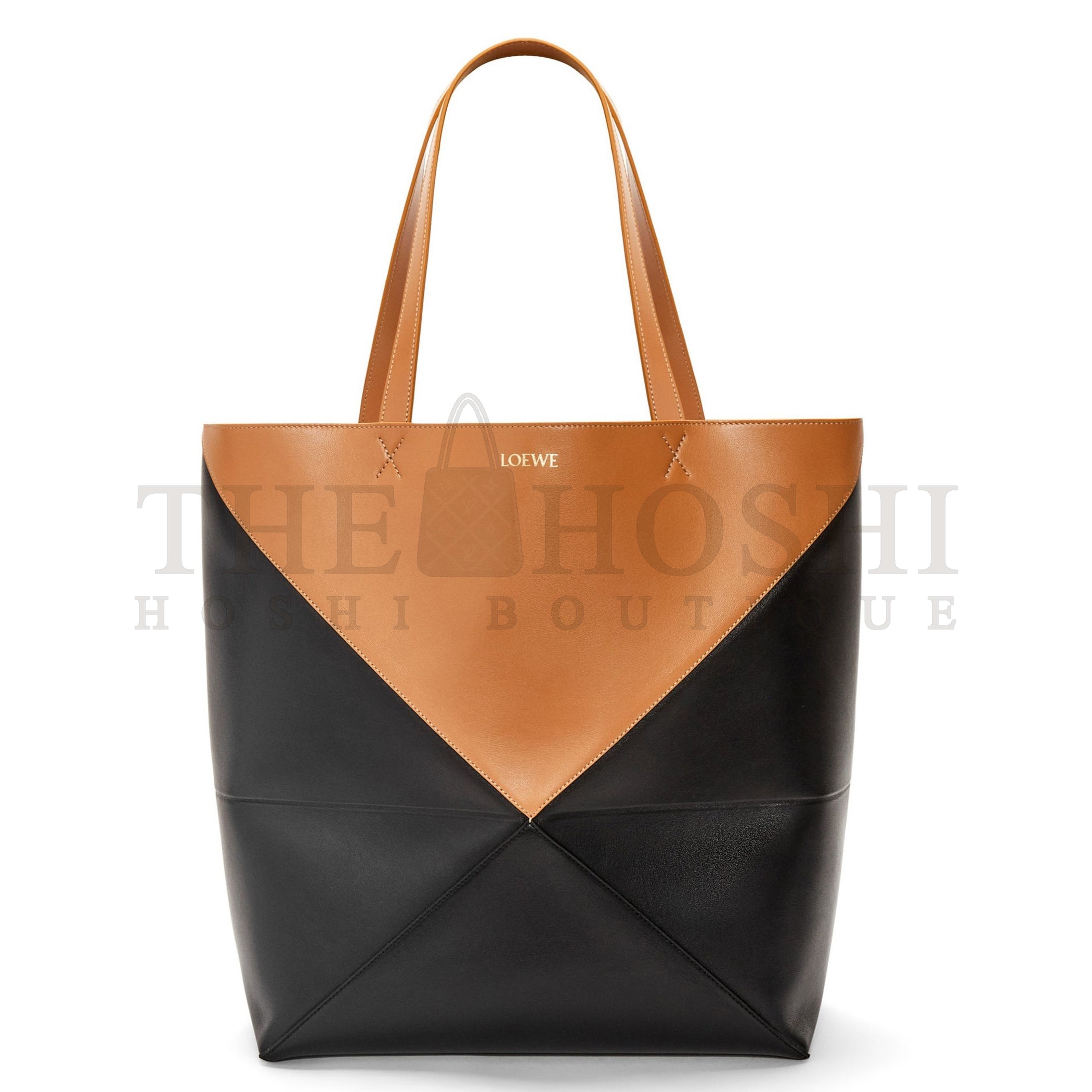L0ew* Large Puzzle Fold Tote Bag in Tan and Black Calfskin Master Quality