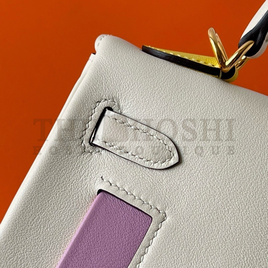 H**me5 Kelly Colormatic 25 Handmade Bag in Nata Swifit Leather Master Quality