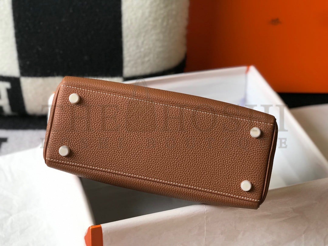 H**me5 Kelly 25cm Retourne Bag in Gold Clemence Leather GHW Master Quality