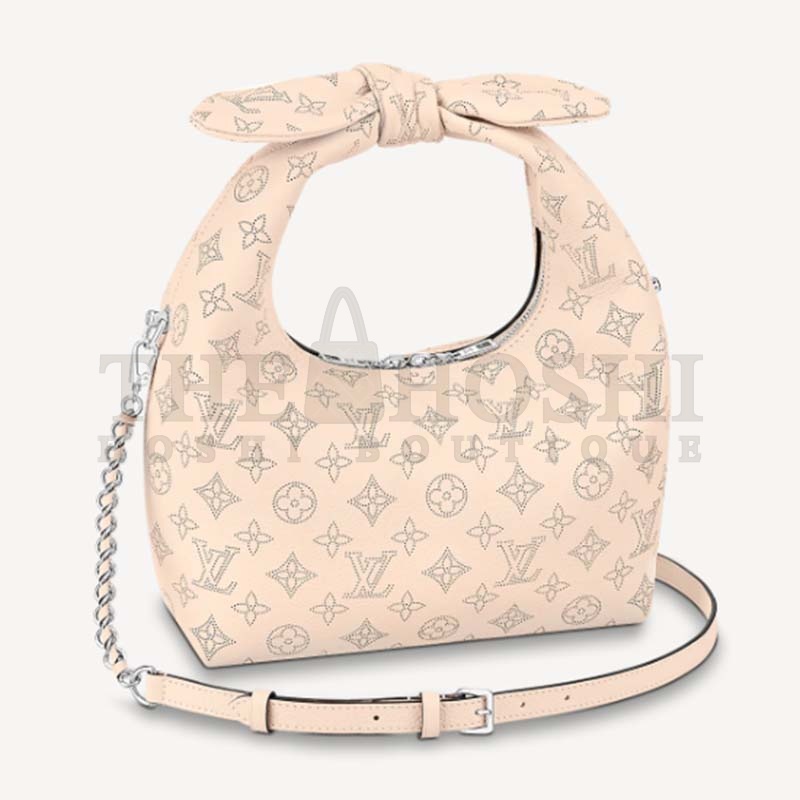 L0vis Vvtt0n LV Women Why Knot PM Handbag Cream Beige Perforated Mahina Calf Leather Master Quality