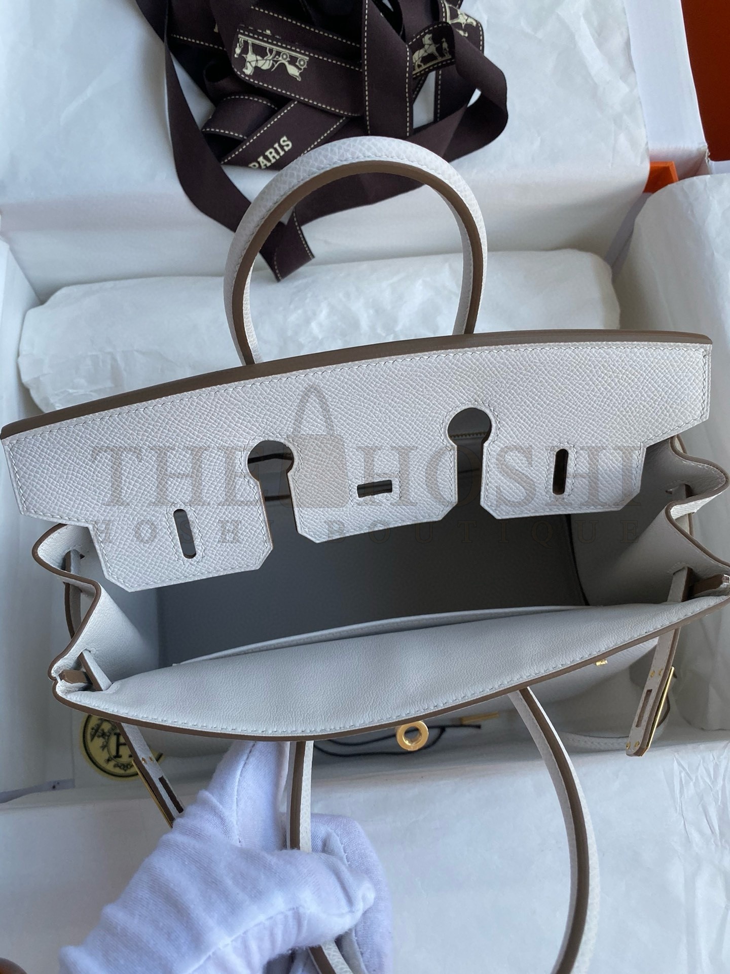 H**me5 Birkin 25 Retourne Handmade Bag In Gris Pale Epsom Calfskin Master Quality
