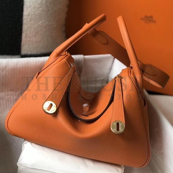 H**me5 Lindy 30cm Bag In Orange Clemence Leather Master Quality