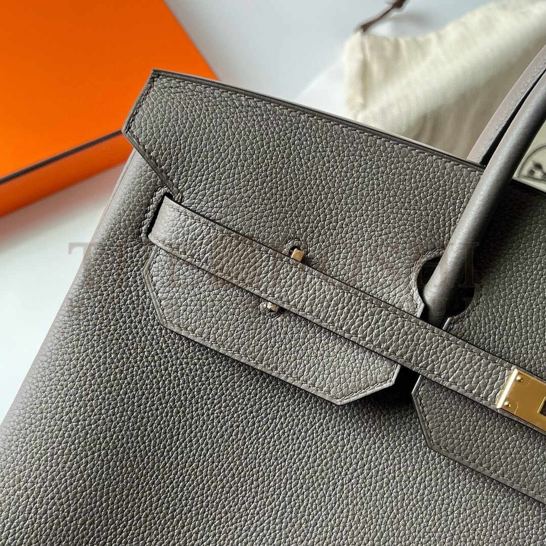 H**me5 Birkin 40 Retourne Handmade Bag In Etain Clemence Leather Master Quality